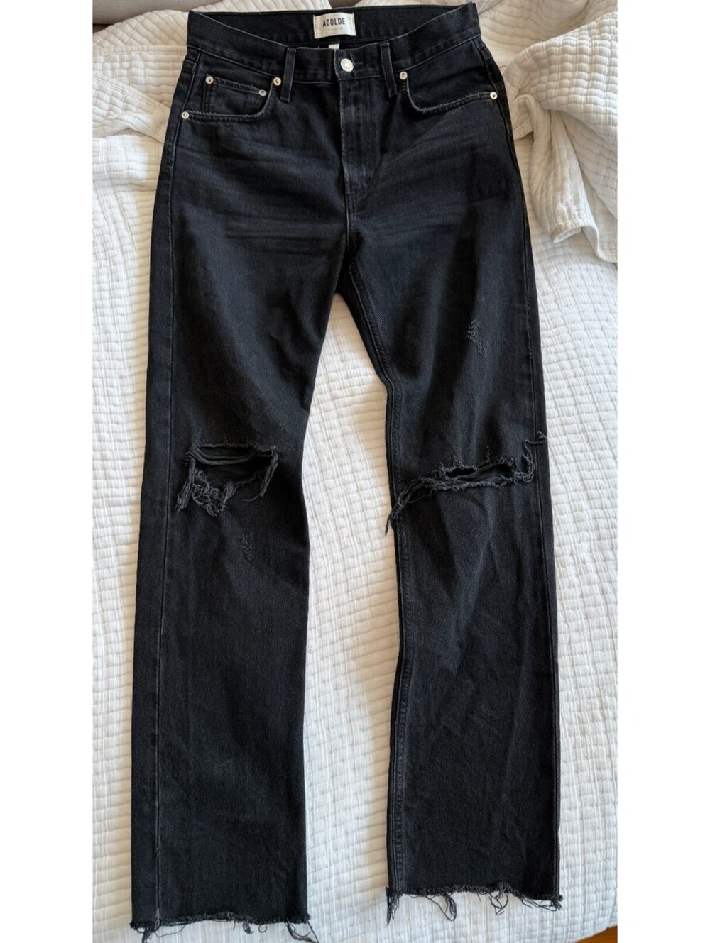 AGOLDE Cherie Distressed Jeans Black Women’s Size 27 - Picture 2 of 9